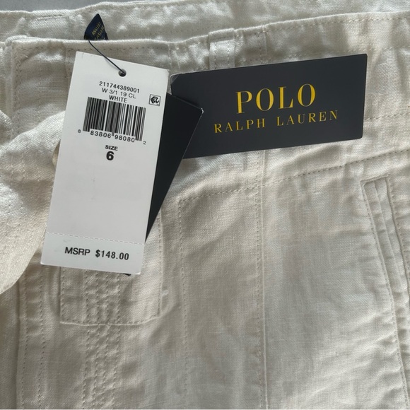 Polo Ralph Lauren High waisted 100% Linen walking shorts womens size 6 beige NEW - Picture 3 of 14